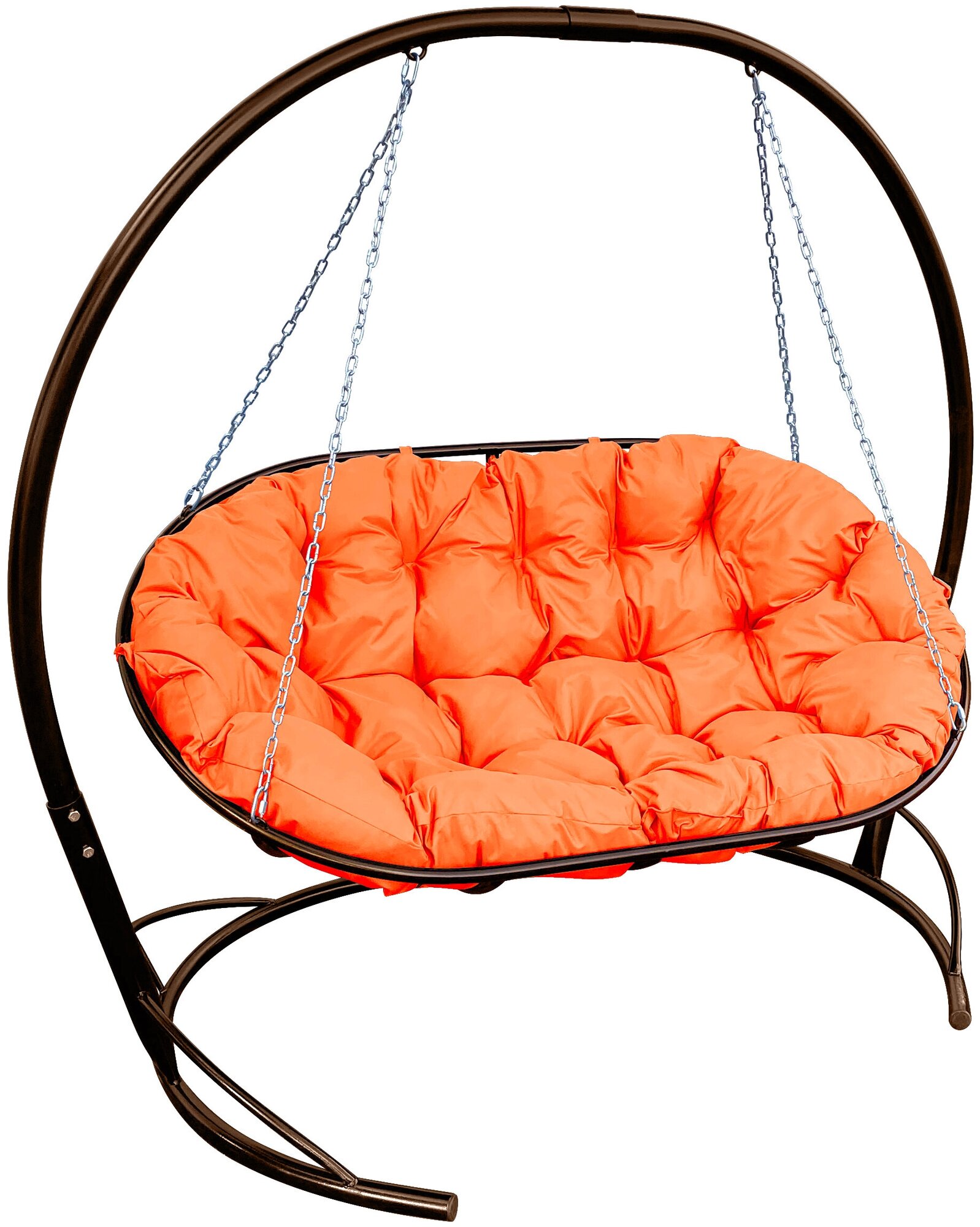 Диван m-group мамасан подвесной коричневый, оранжевая подушка