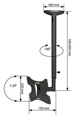 Arm Media LCD-1000 черный потолочный кронштейн для диагонали 15"-37", 608-858 мм