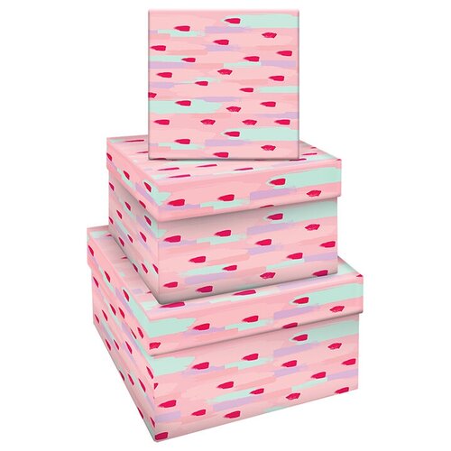 фото Набор квадратных коробок 3в1, meshu "stylish pink", (19,5*19,5*11-15,5*15,5*9см)