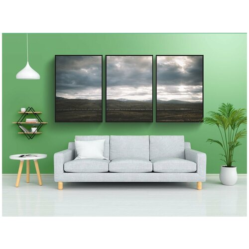 фото Набор модулных постеров для интерьера "пейзаж, тренироваться, буря" 60x90 см. в тубусе, без рамки lotsprints