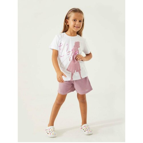Комплект одежды , размер 4-5 лет, белый, лиловый