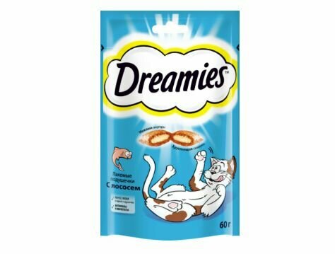 Лакомство для кошек DREAMIES Подушечки с лососем, 60г, 12 шт. — фото 1