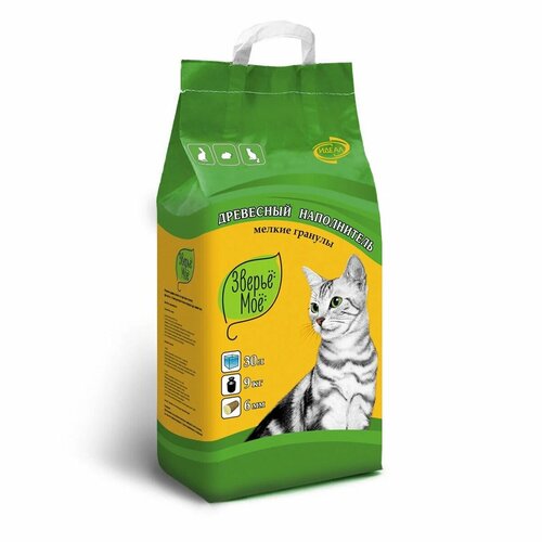Зверьё моё Наполнитель древесный мелкие гранулы 30л*9кг