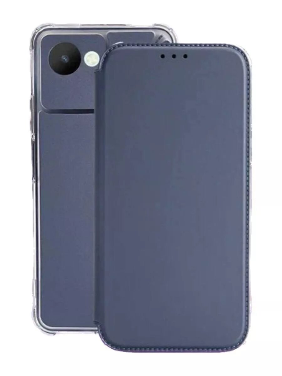 Чехол книжка на Realme C30 с противоударным бампером с усиленными углами на риалми с30 серый