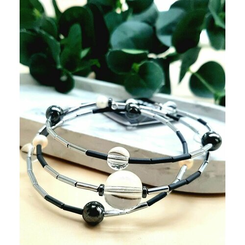 Браслет PJ Murano, стекло, белый, черный, серебристый