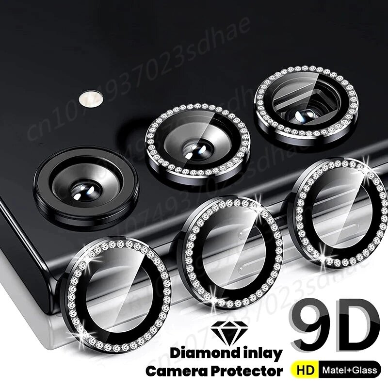 Блестящий 3D Алмазный металлический протектор кольца для камеры Samsung Galaxy A55 A35 A54 A34 A24 фотообъектив из сплава HD Закаленное стекло Защитная крышка, Colorsful-01, For Samsung A55 5G — фото 1