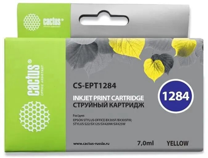 Картридж Cactus CS-EPT1284, T1284, желтый / CS-EPT1284