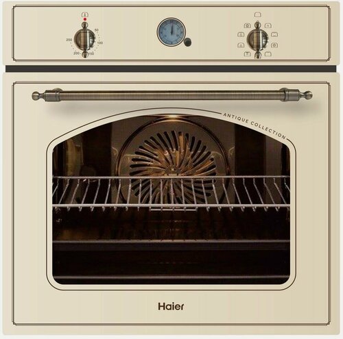 Изображение товара Электрический духовой шкаф Haier HOX-C09ATQBC, бежевый, ретро стиль, 9 режимов