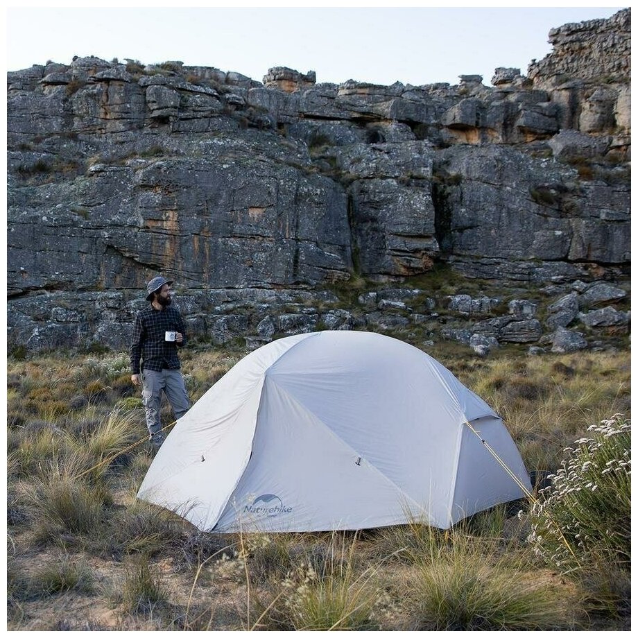 Палатка Naturehike Mongar NH17T007-M 20D двухместная сверхлегкая , серая