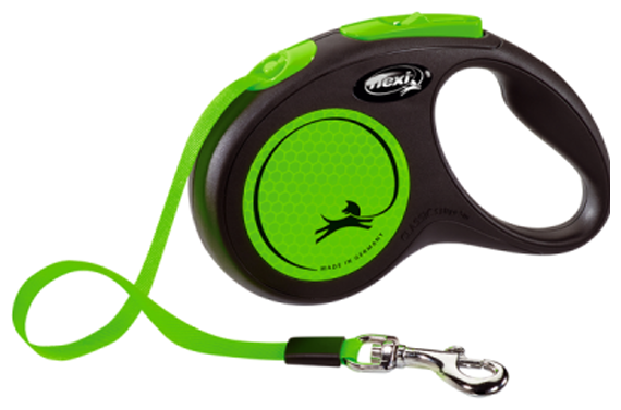Поводок-рулетка Flexi New Neon tape S, 5 м, 15 кг, зеленый