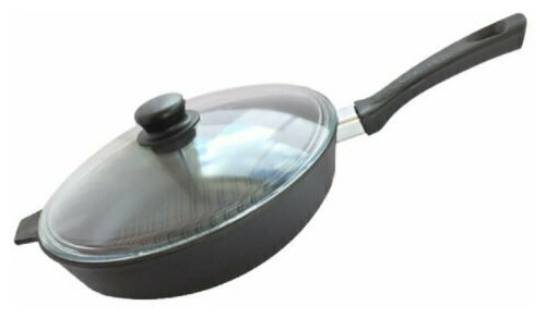 Сковорода-гриль с бакелитовой ручкой со стеклянной крышкой Камская посуда г8062. 280х60