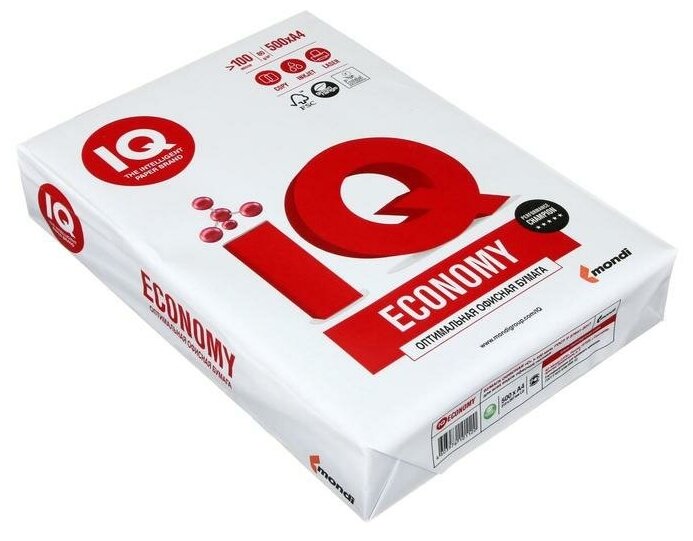 Бумага IQ Economy A4 80г/м2 500 листов белая CIE146% для принтера