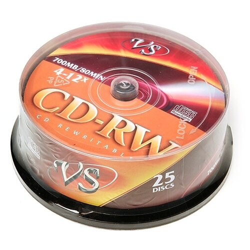 VS Диск CD-RW VS 700Mb 4-12x Cake Box, 25шт