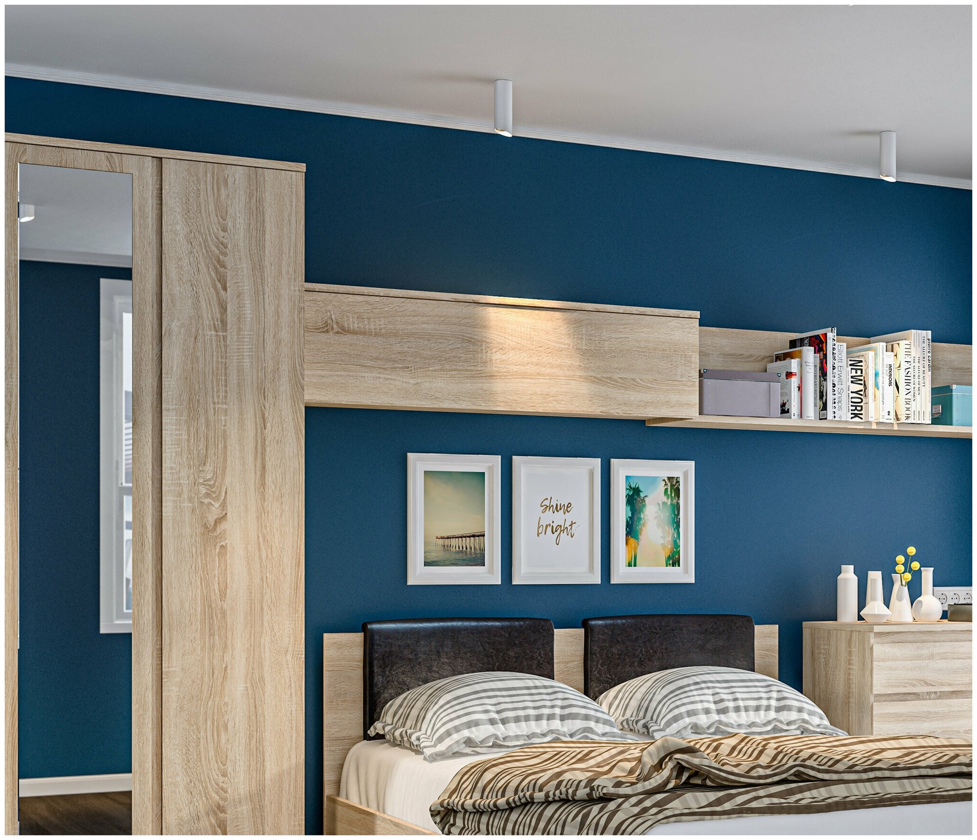 фото Настенная закрытая полка столплит Веста СБ-3030 Дуб Сонома 100х35х35 см