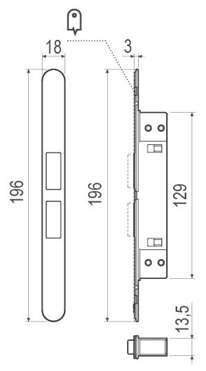 Магнитная защелка AGB (АГБ) регулируемая Touch B01120.30.FM (белый) с лицевой планкой B01120.31.FM с ответной планкой B02404.31.FM - фотография № 7