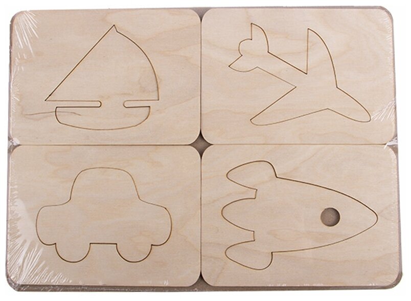 Набор деревянных трафаретов "Транспорт"/развивающая настольная игра для детей