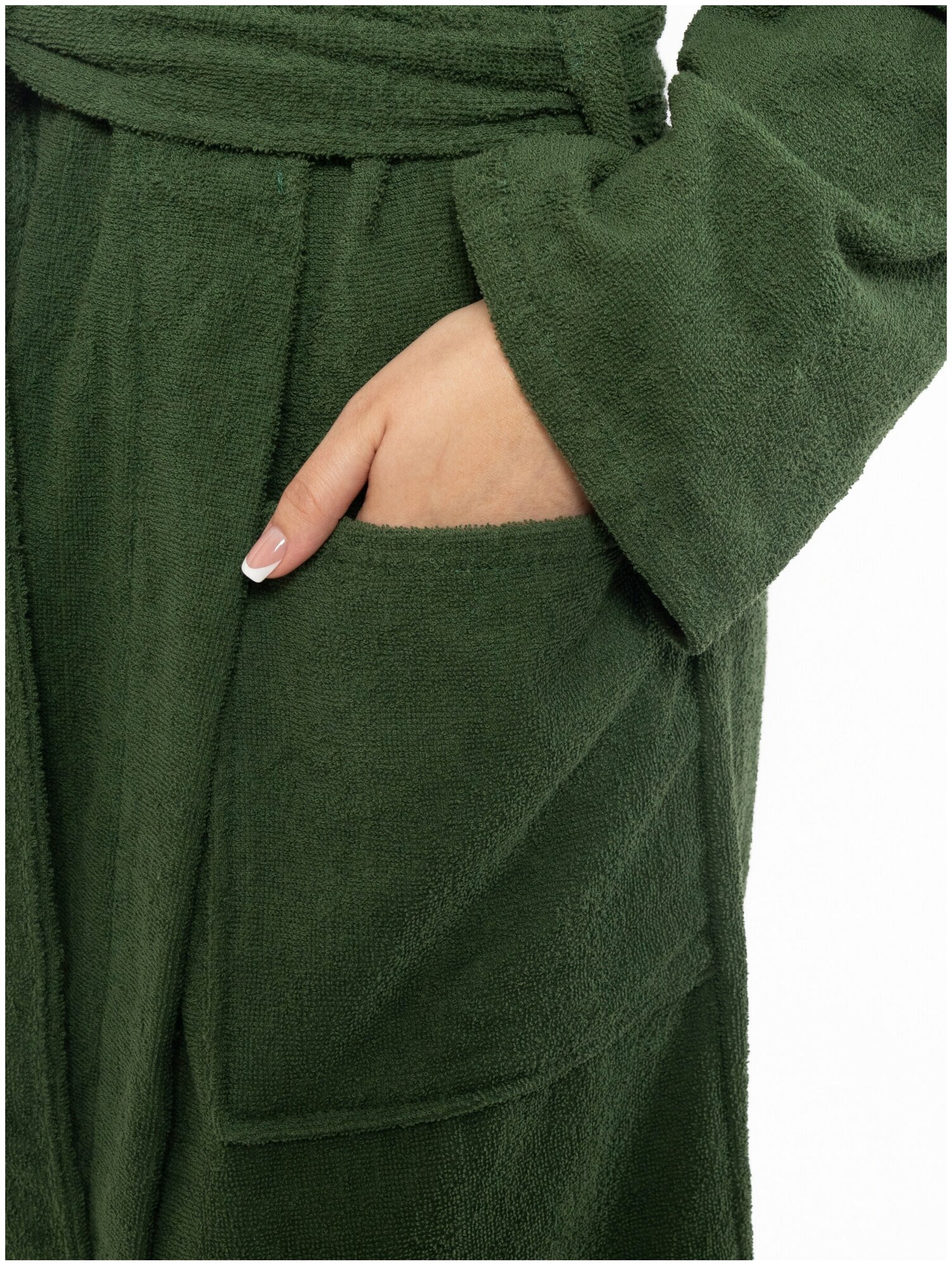 Халат женский махровый (цвет Зеленый).р 58 - фотография № 8