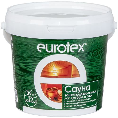 Лак-пропитка EUROTEX для полов и полков в банях и саунах, бесцветный, 0,9 л
