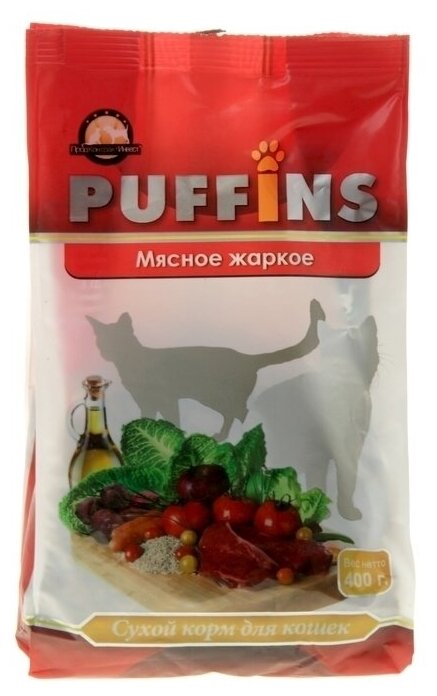 Puffins сухой корм для кошек 400гр Мясное жаркое 1/18 (1 шт)