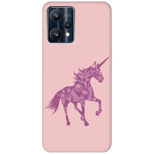 Силиконовый чехол на Realme 9 Pro, Рилми 9 Про Silky Touch Premium с принтом Floral Unicorn светло-розовый матовый чехол на realme 9 pro рилми 9 про soft touch синий