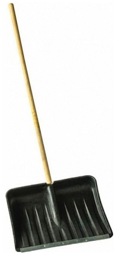 Лопата РемоКолор снегоуборочная, пластмассовая, с накладкой, деревянный черенок, 500x390мм 69-0-430 . - фотография № 1