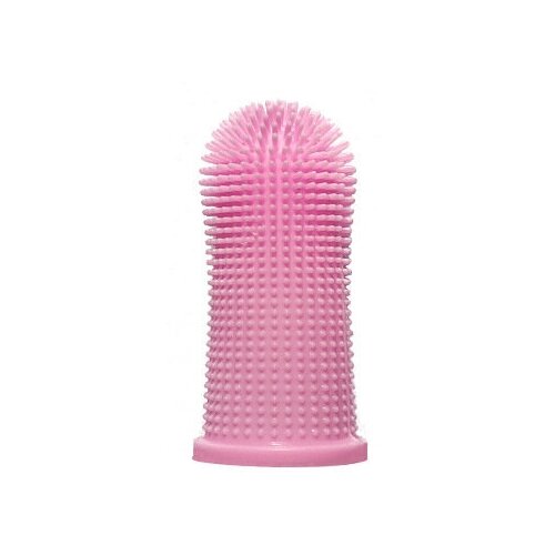 Зубная щетка на палец в футляре для домашних животных, Bentfores (розовый, 33171)