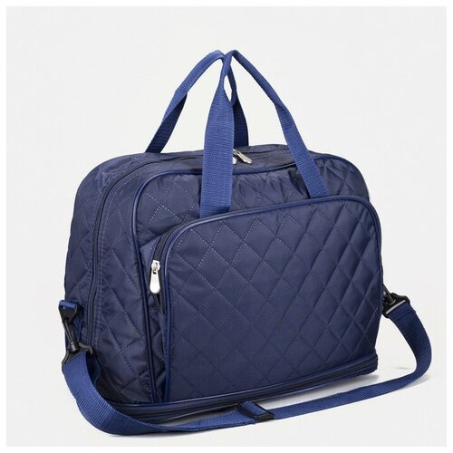 фото Сумка дорожная на молнии, с увеличением, наружный карман, длинный ремень, цвет синий sarabella