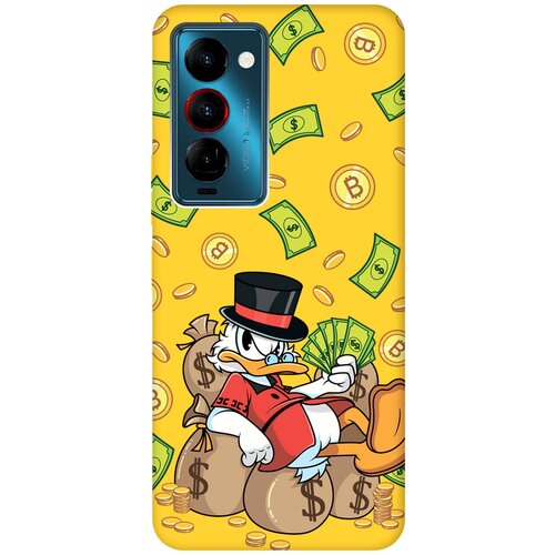 Матовый чехол Rich Scrooge для Tecno Camon 18 Premier / Техно Камон 18 Премьер с 3D эффектом желтый матовый чехол no w для tecno camon 18 premier техно камон 18 премьер с 3d эффектом красный