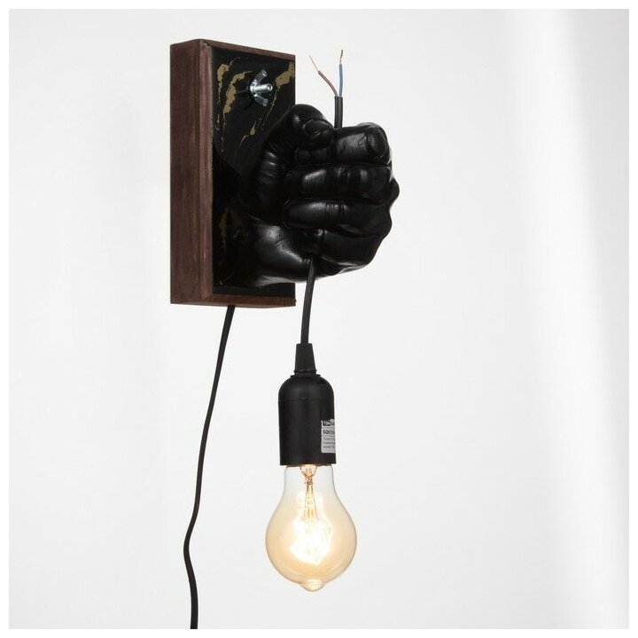 Светильник настенный лофт "Левая рука" E27 60Вт черный 18х18х10 см. - фотография № 4
