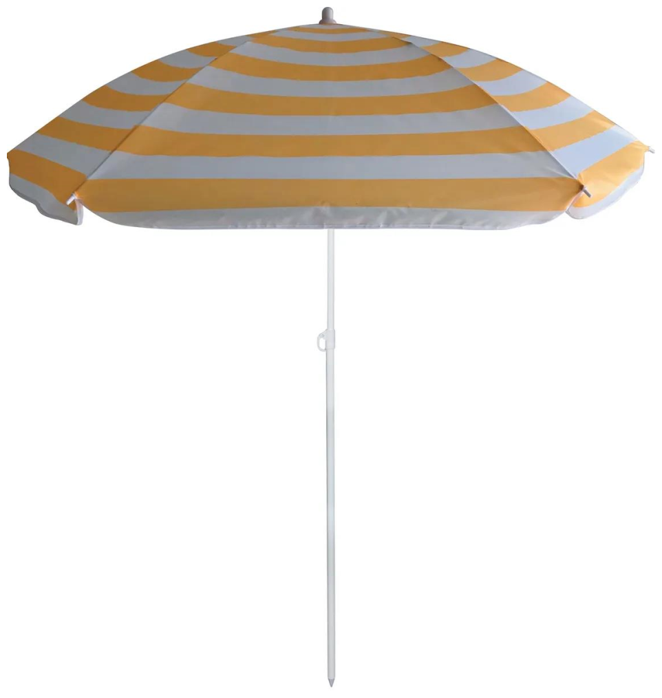 Зонт пляжный BU-64, диаметр 145см, складная штанга 170см, цвет желтый в полоску - фотография № 2