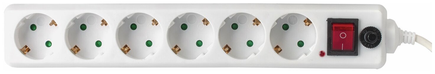 Сетевой фильтр SONNEN U-363, 6 розеток, с заземлением, выключатель, 10 А, 3 м, белый, 511426 - фотография № 4