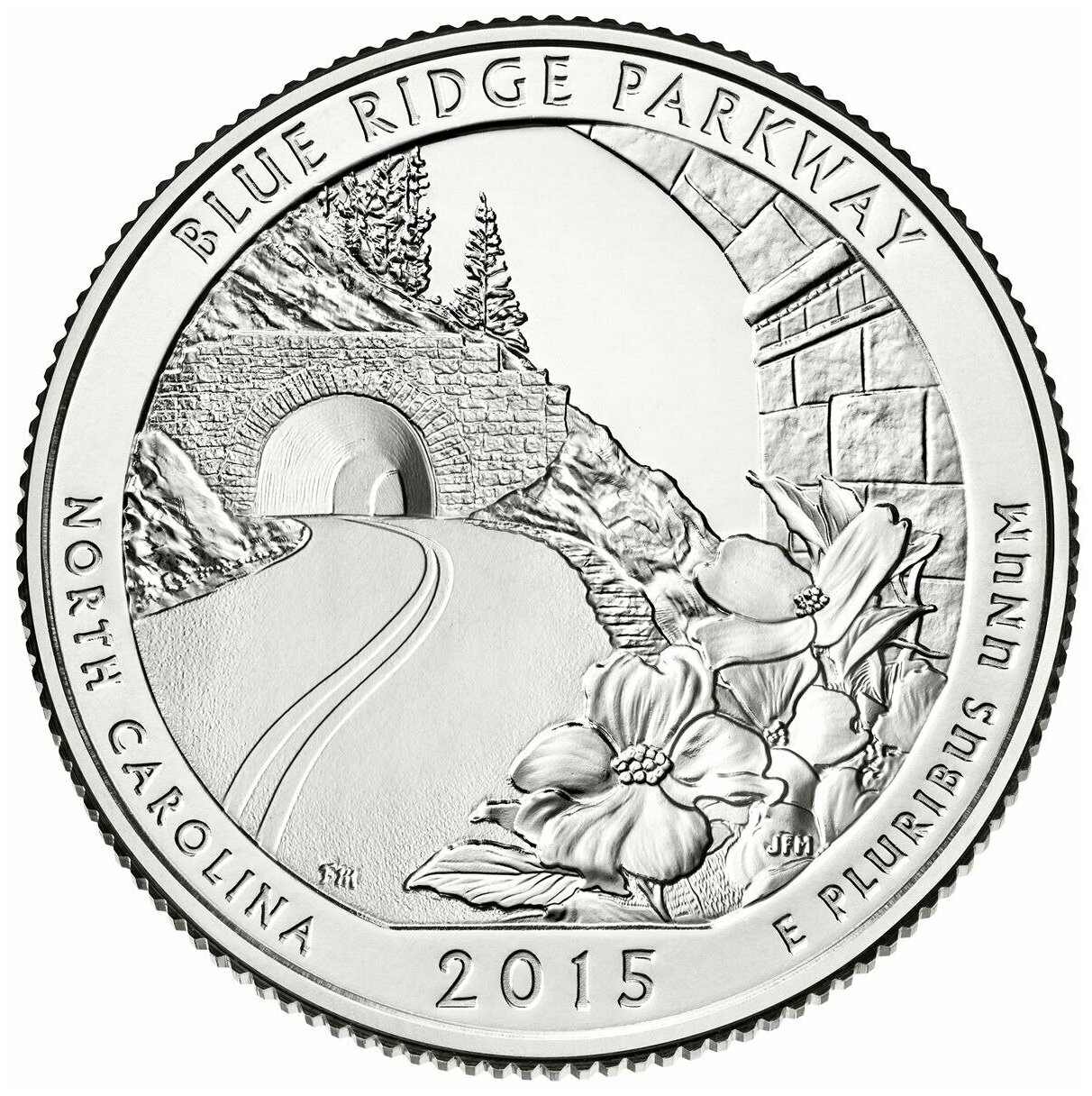 Монета 25 центов Автомагистраль Блу-Ридж. Национальные парки. США D 2015 UNC
