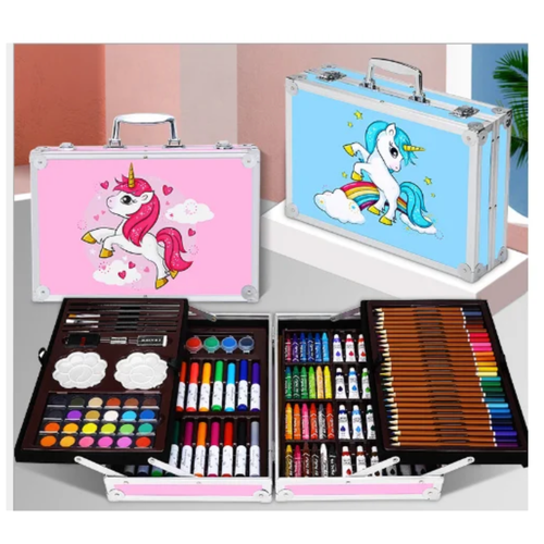 Набор для рисования, набор юного художника в чемоданчике с масляными красками 145 предметов для девочек