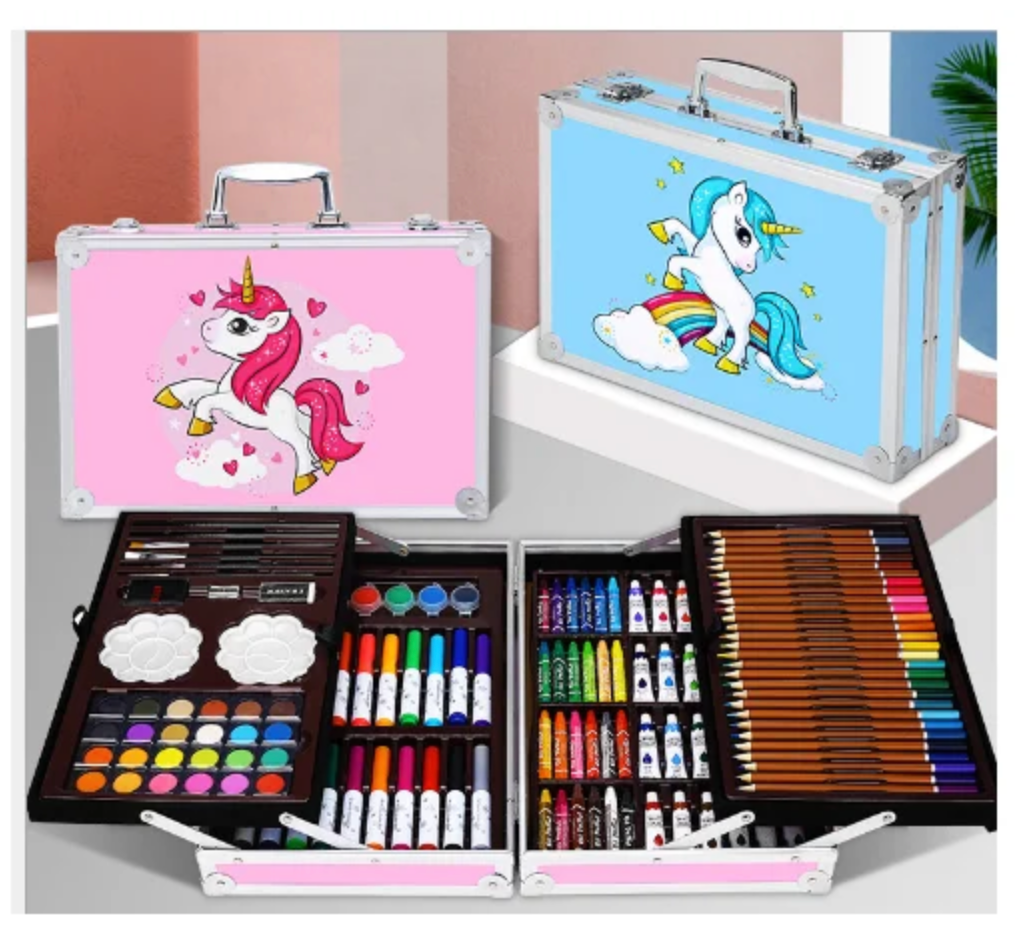 Набор для рисования набор юного художника в чемоданчике с масляными красками 145 предметов для девочек