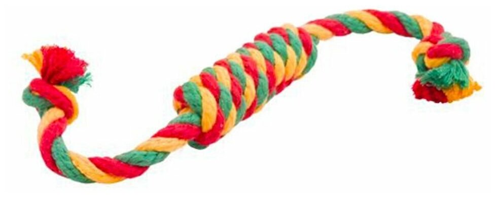 Doglike Сарделька канатная 1шт Dental Knot средняя (жёлтый-зелёный-красный) - фотография № 5