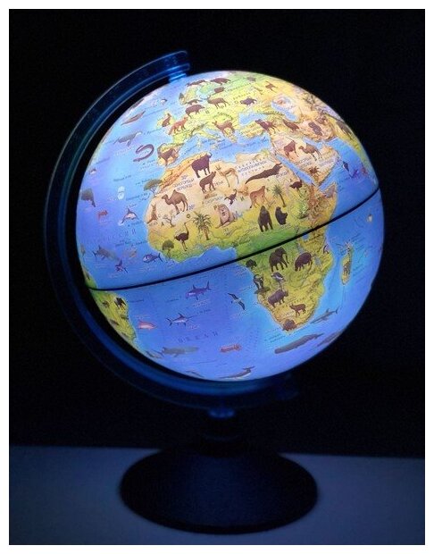 Глобус Globen Зоогеографический (детский) с подсветкой от батареек, диаметр 21 см