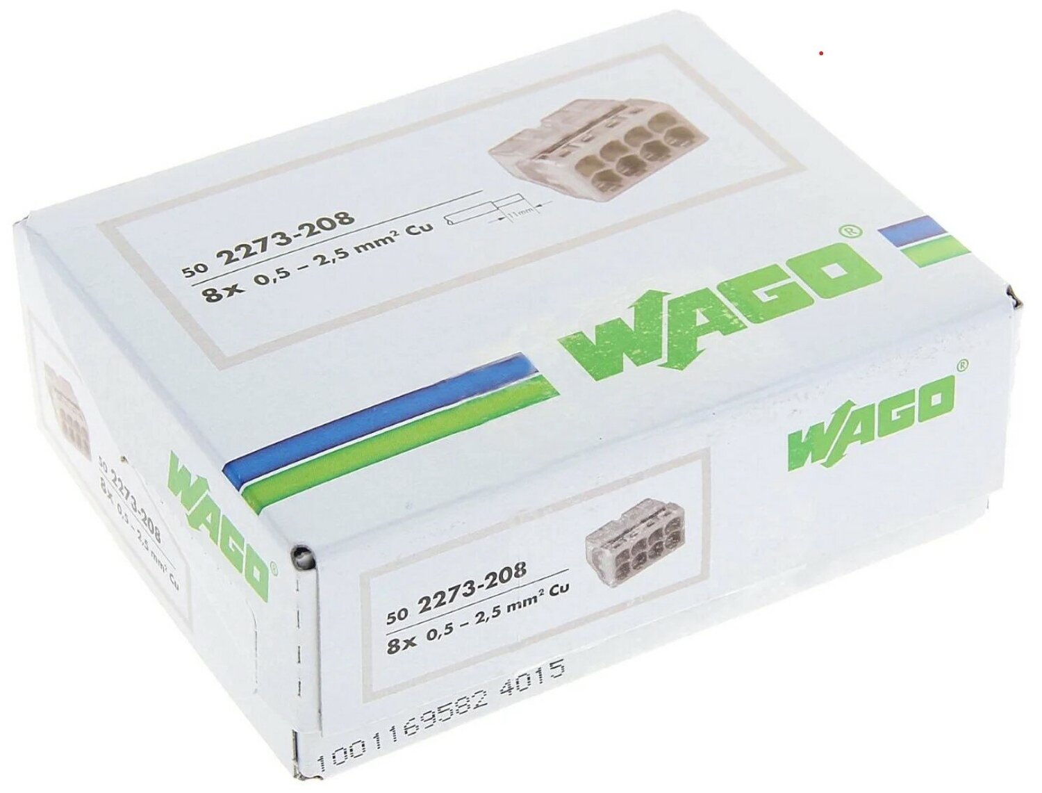 Клеммник WAGO восьмерная (одножильных) х 0,5-2,5 мм2 24A Cu 2273-208 (комплект 50шт) - фотография № 19