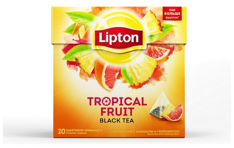 Lipton черный чай в пирамидках Tropical Fruit с ананасом и грейпфрутом 20 шт - фотография № 16