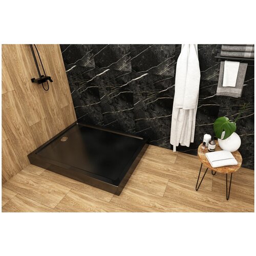 Поддон акриловый прямоугольный UNIVERSAL PRO BLACK низкий 120х80х13х2 без сифона