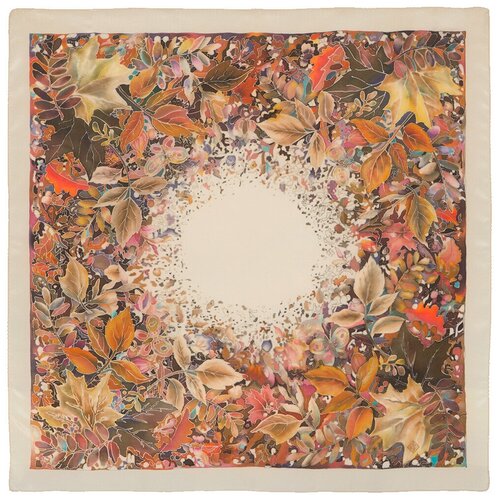 фото Платок павловопосадская платочная мануфактура,65х65 см, мультиколор, бежевый