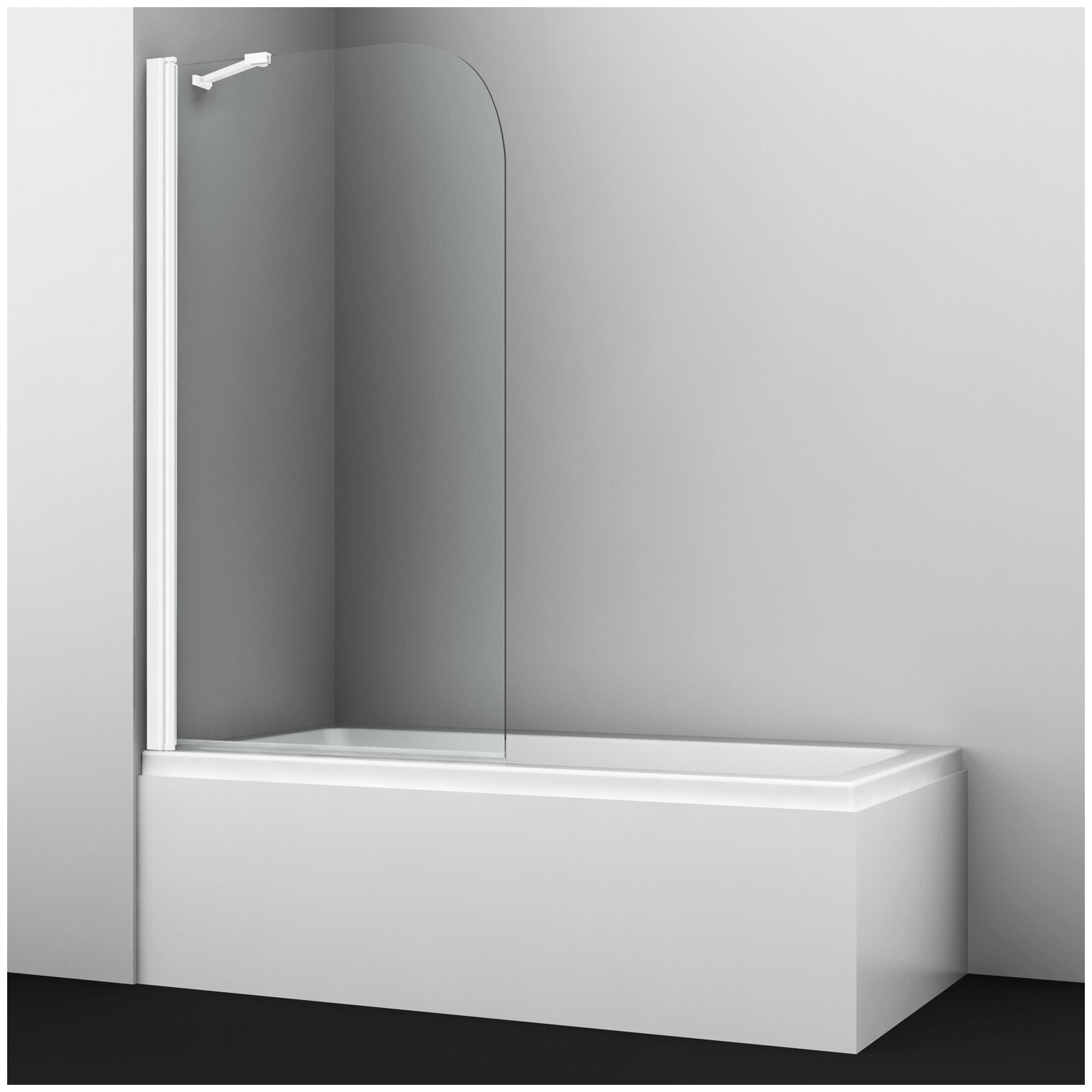 Шторка на ванну WasserKRAFT Leine 80 35P01-80WHITE Fixed профиль Белый матовый стекло прозрачное