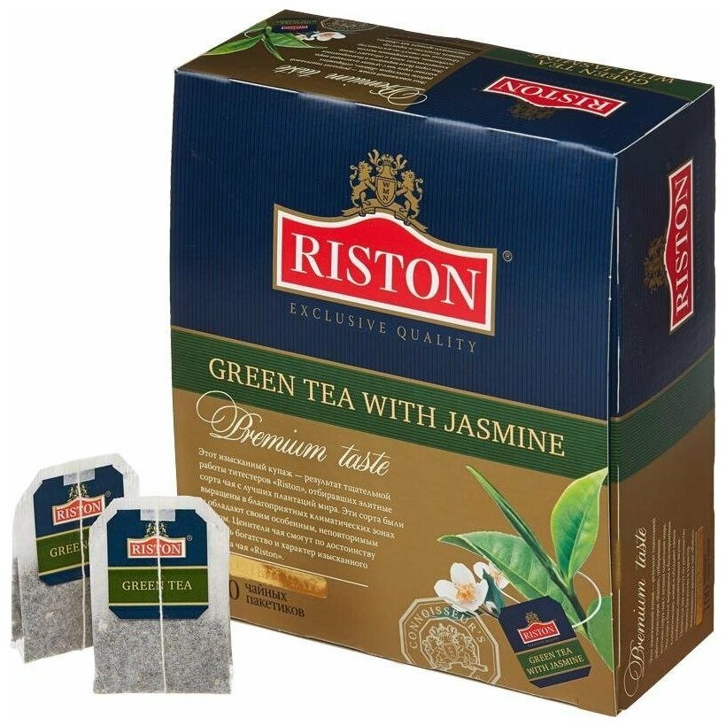 Чай зеленый Riston with jasmine в пакетиках, 100 шт. - фотография № 3