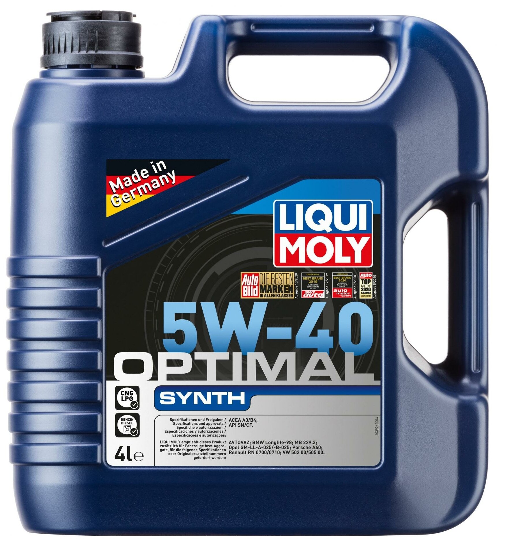 Масло Liqui Moly Моторное масло для автомобиля Liqui Moly Optimal Synth 5W40 4л