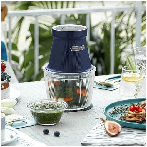 Блендер измельчитель кухонный электрический мультирезка овощерезка с чеснокочисткой Morphy Richards синий 409000₽