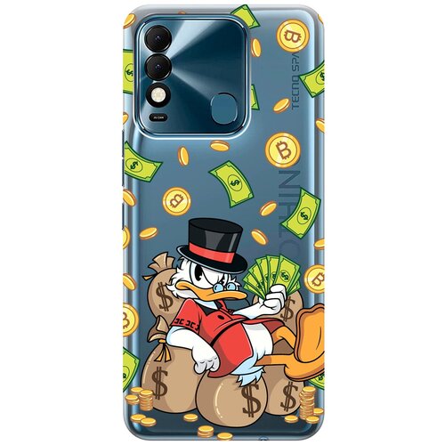 Силиконовый чехол с принтом Rich Scrooge для Tecno Spark 8 / Техно Спарк 8 матовый чехол rich scrooge для tecno spark 10 техно спарк 10 с 3d эффектом желтый