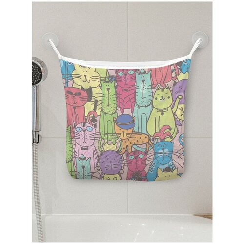 фото Органайзер для ванной - сетка настенная joyarty на присосках для игрушек "кошачья площадь", 39x33 см