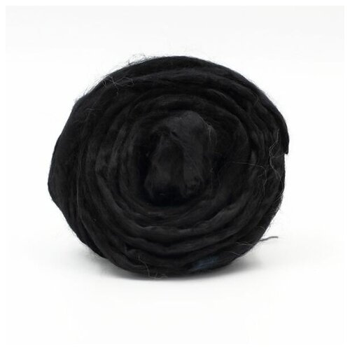 Шерсть для валяния ТРО Гребенная лента вискоза 50г цв0002 черный 266₽