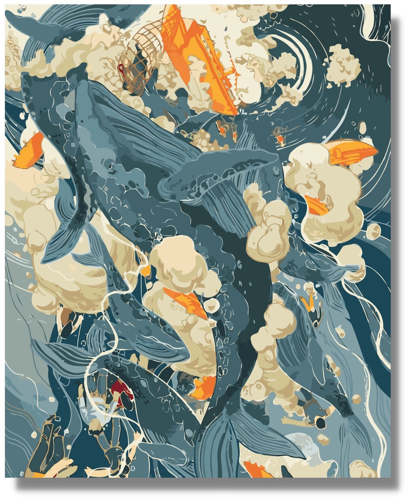 Картина по номерам "Море и кит" холст на подрамнике 40х50