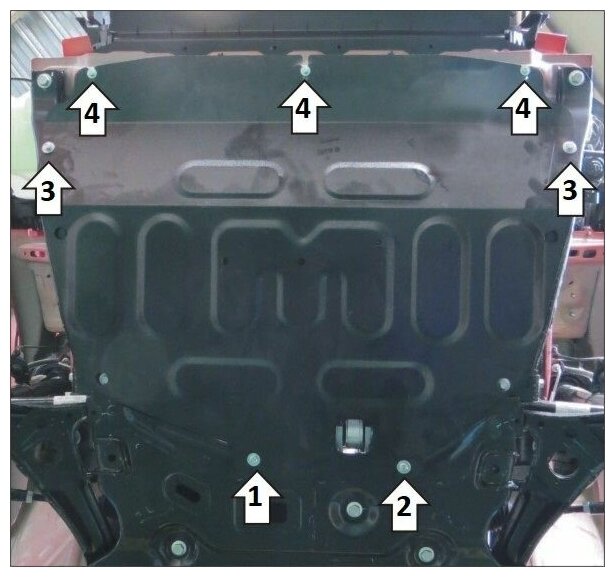 Защита картера и КПП Motodor для Чери Тигго 4 2018-н в сталь 2мм арт: MO79002-1
