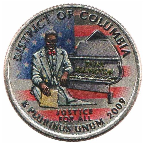 (051p) Монета США 2009 год 25 центов Округ Колумбия Вариант №2 Медь-Никель COLOR. Цветная